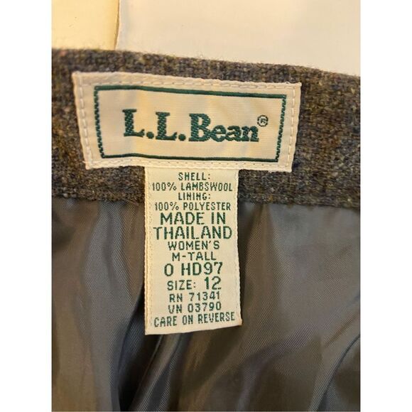 Llbean 100% lambs wool pants M-tall size 12 rn#71341 high rise gray - Picture 3 of 5